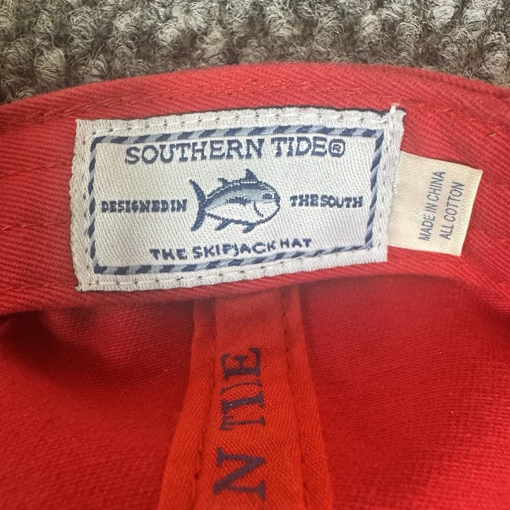 Southern Tide Red Cotton Baseball Adjustable Strap Cap Beach Fishing Hat